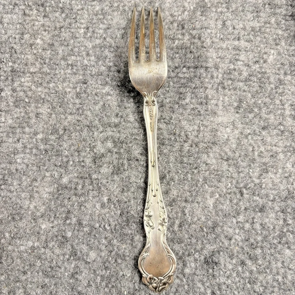 Wallace Violet Sterling Silver Dinner Fork Monogram S Floral Art Nouveau 1904